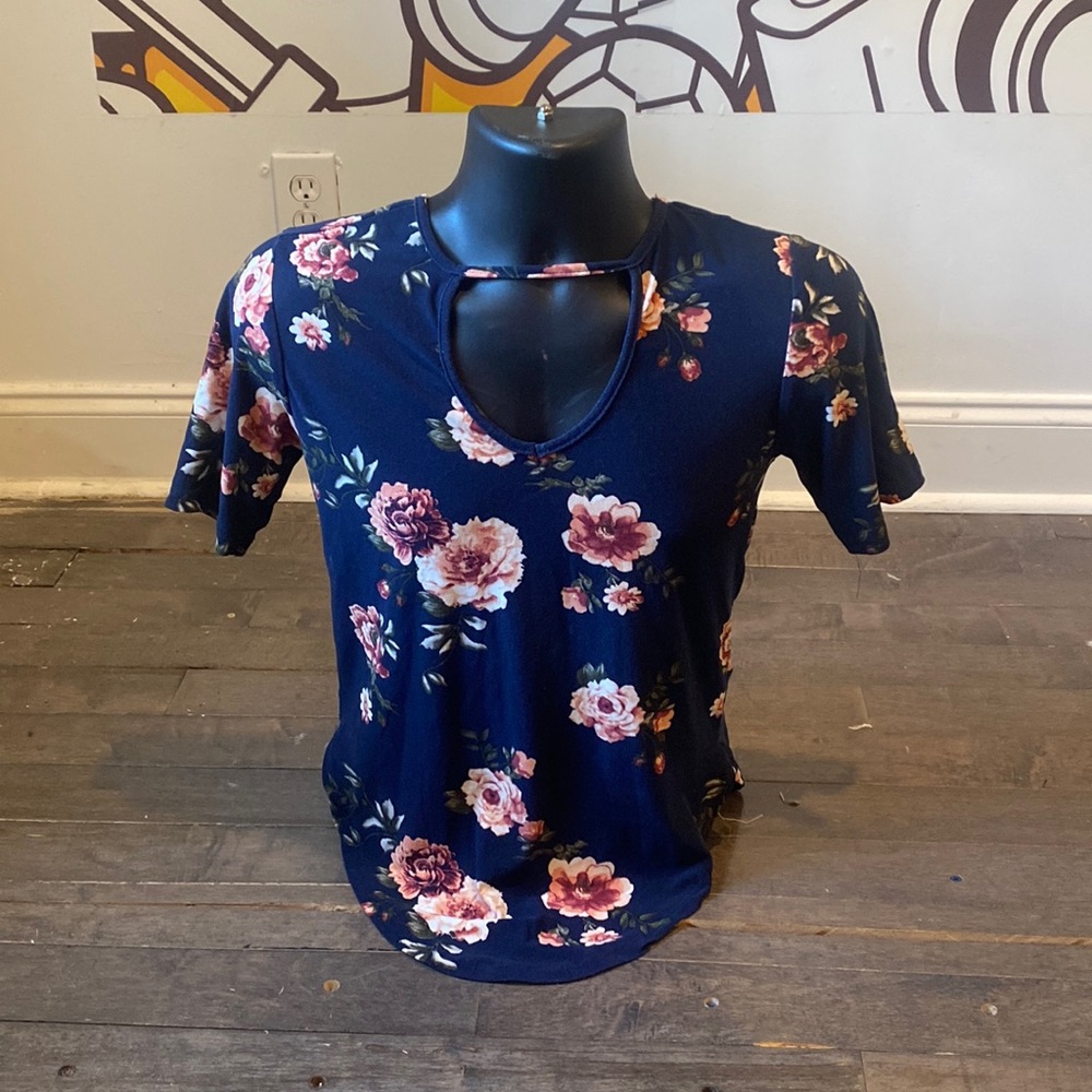 Blue floral blouse